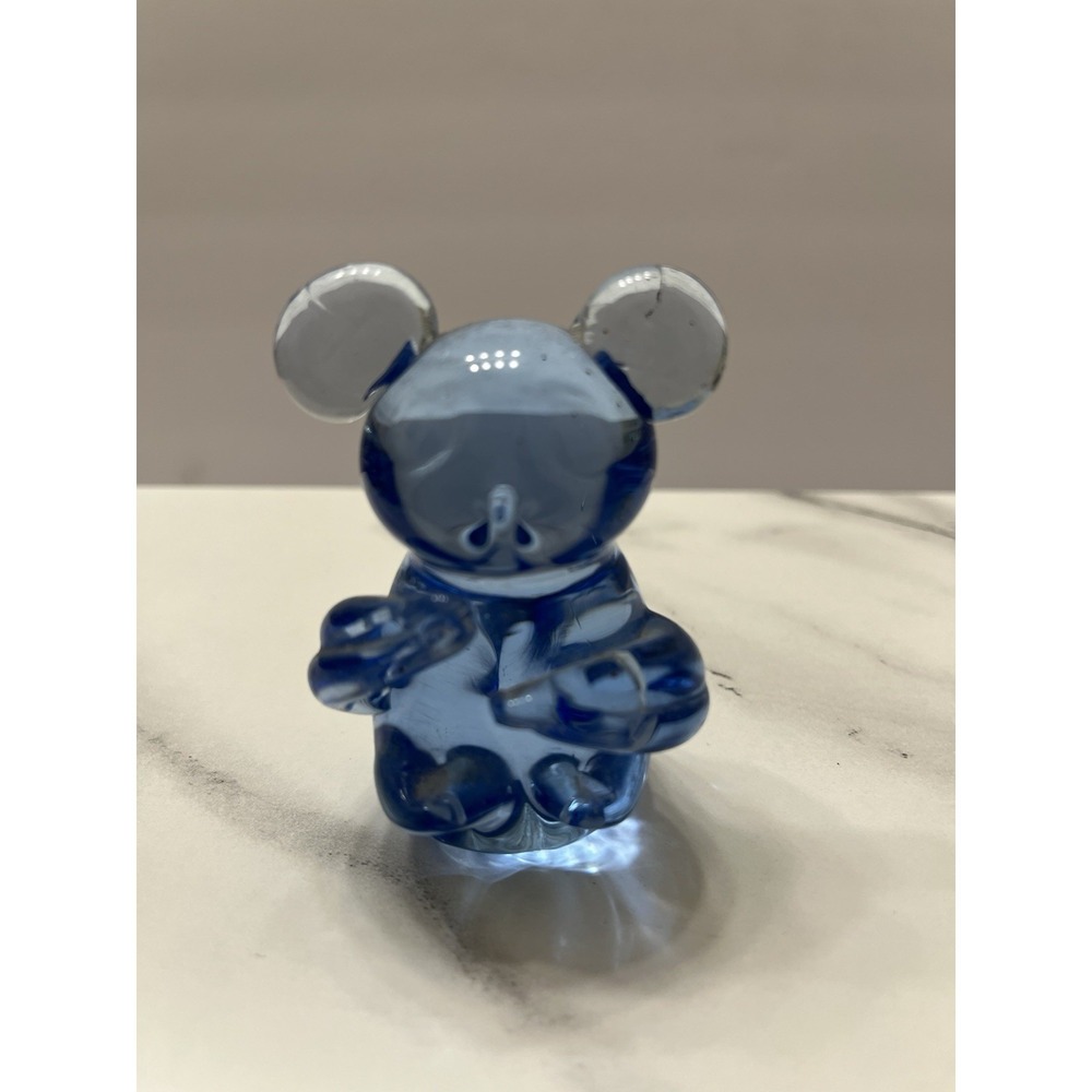 Vtg United States Commemorative Fine Art Hand Blown Blue Glass Koala Bear Figure
